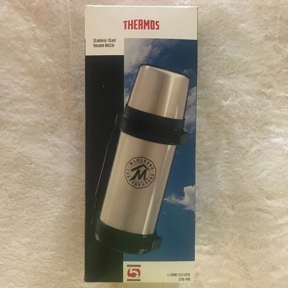 MARLBORO COUNTRY STORE THERMOS STAINLESS-STEEL VACUUM BOTTLE - Picture 2 of 9